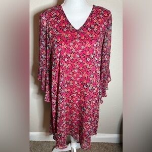 Calvin Klein floral flutter sleeve dress size 6